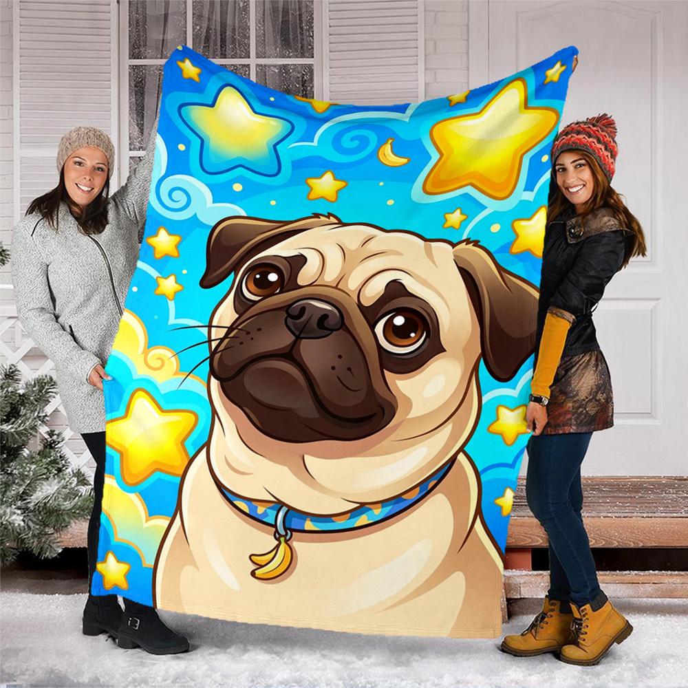 1pc Pug StarryOutdoor Blanket, Soft And Comfortable Blanket, Casual Warm Outdoor Blanket, Good Birthday Gift yy260328068
