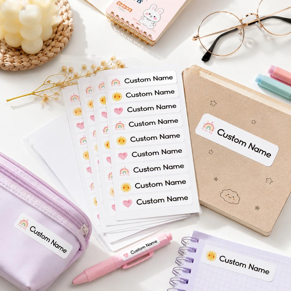 1 Sheet 54Pcs Personalized Name Stickers Custom Waterproof Name Labels For Bottles Pens Lunch Boxes Everyday Items