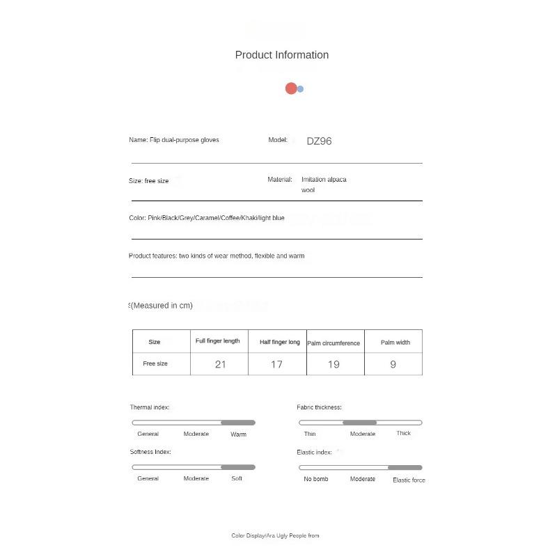 Half Finger Flip Korean Style Gloves Winter Women's Cute Fleece-Lined Cold-Proof Warm Wool Knitted Autumn and Winter Open Finger