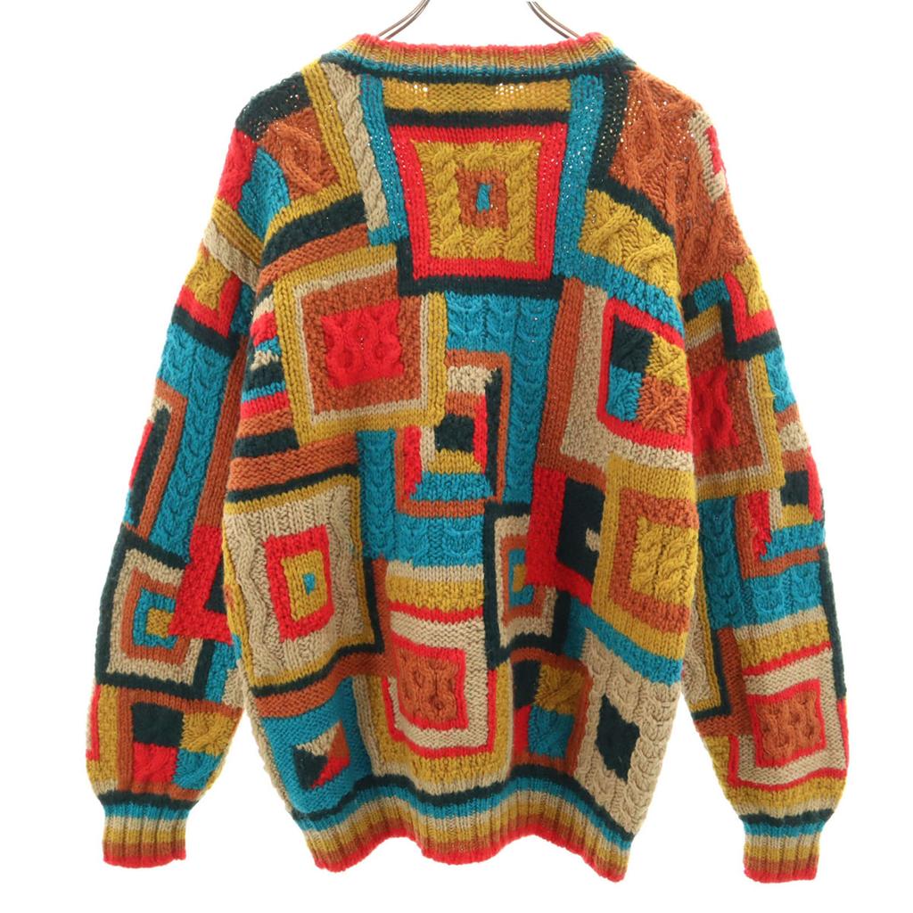 Lamatta 90s Old Overall handle Long sleeve sweater M Multi knit Men's Used