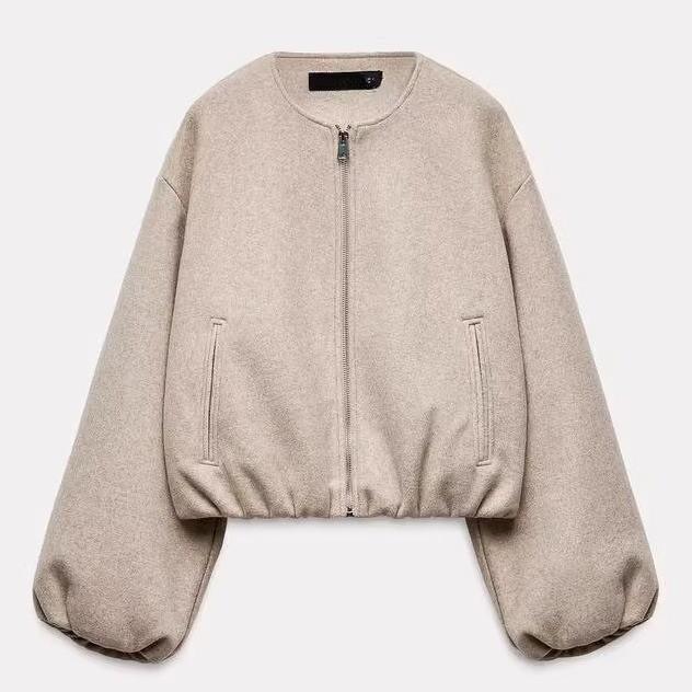 

Осенняя новая женская одежда, европейский и американский французский дизайн мягкая куртка-бомбер L хаки