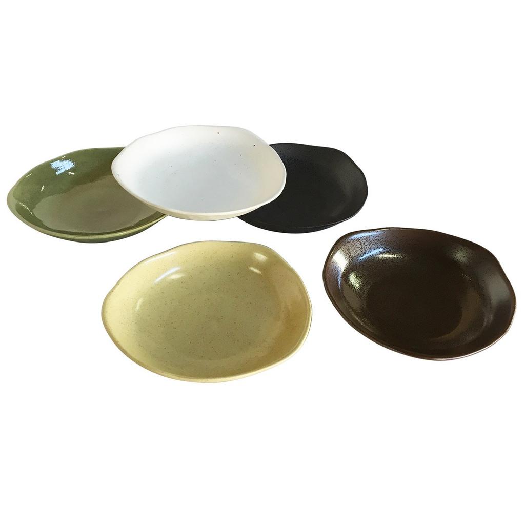 Nishikai Pottery Pasta Plate Curry Plate Set Ajiwai 5 Piece Set Diameter 22cm Dish Oval Pasta Plate Dishwasher Microwave Safe Japanese Tableware Made