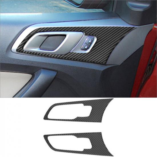 Carbon Fiber Interior Front Door Handle Cover Trim For Ford Ranger -