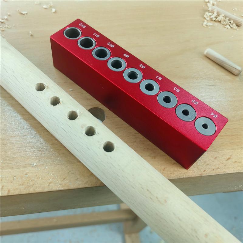 4-12mm Vertical Pocket Hole Jig 9-hole Self Centering Dowel Drill Guide Woodworking Positioner Locator Tool