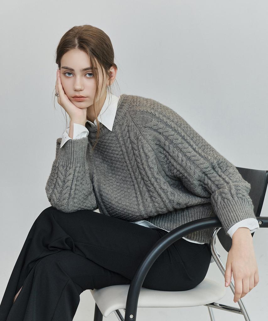 NON AND NON Classic Cable Raglan Knit_Nfkn6603