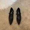 Design sense niche low-heeled shoes retro single shoes thick heel buckle belt women's shoes