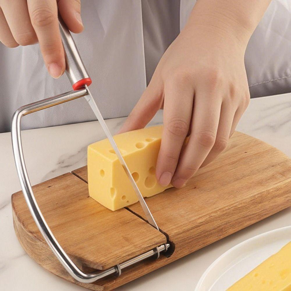 Non-slip Cheese Cutter Board Manual Ham Cutter Durable Acacia Wood Cheese Slicer Bread
