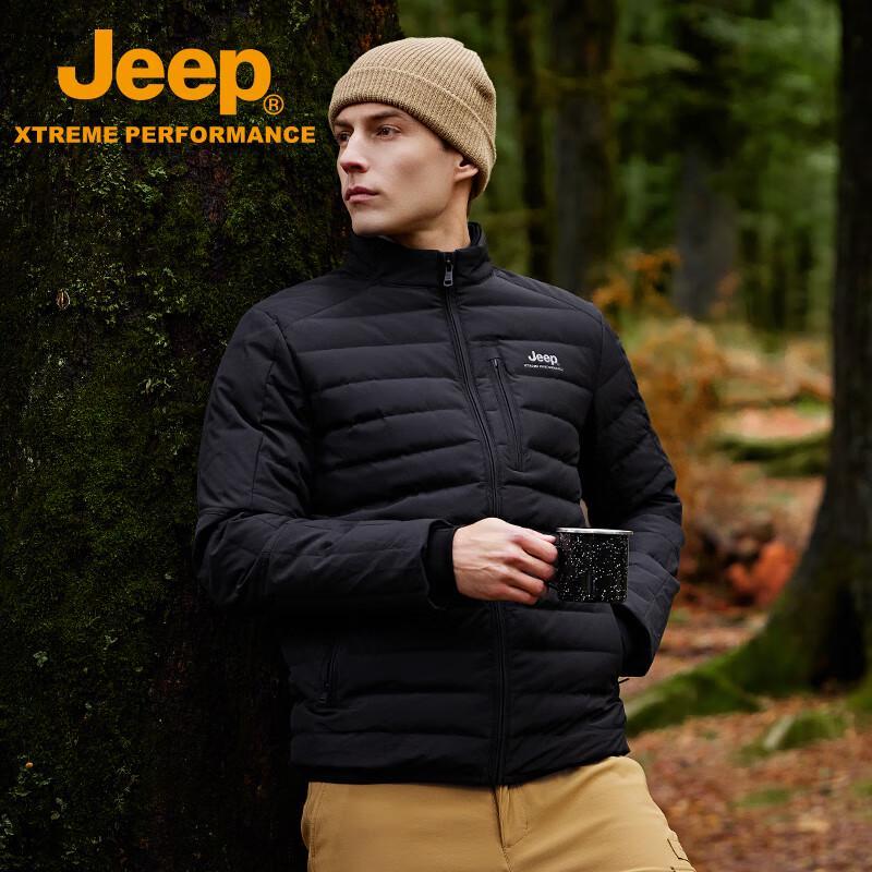 Мужская зимняя пуховая куртка JEEP с капюшоном M чёрный