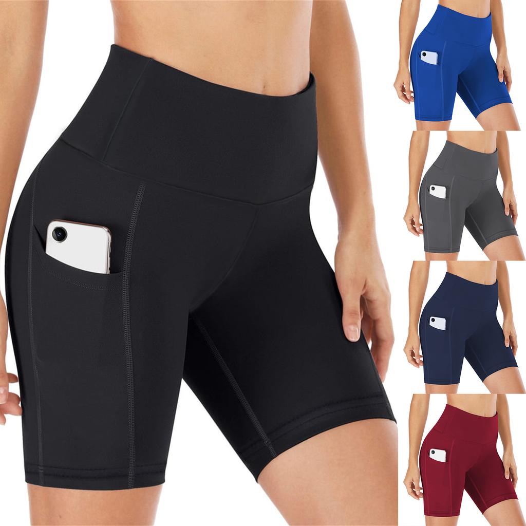 Women'S Seamless Knitted Color Buttocks Shorts Breathable High Elastic Sports Running Yoga Pants