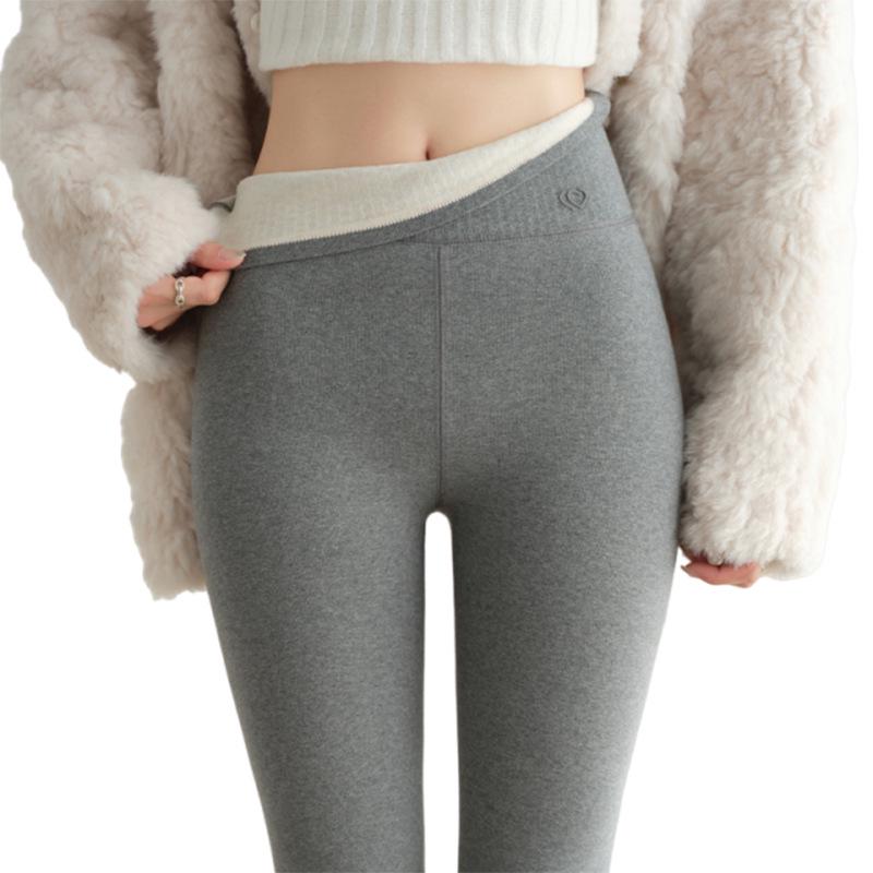 Korean Style High Waist Velvet Base Layer Pants for Women - Winter Slimming, Comfortable, Stretchy, and Non-Bulky.