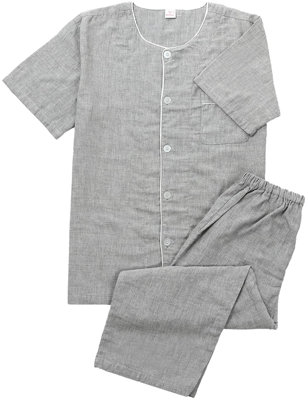 

Подарки блеска Летняя марлевая пижама с коротким рукавом Легкая мужская (Л, Серый) PJ_2817