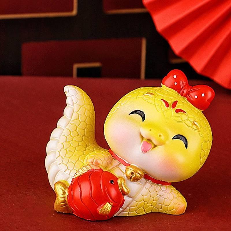 Year The Of Snake Mascot Toy Resin Cake Decoration Doll Room Gifts Decorate