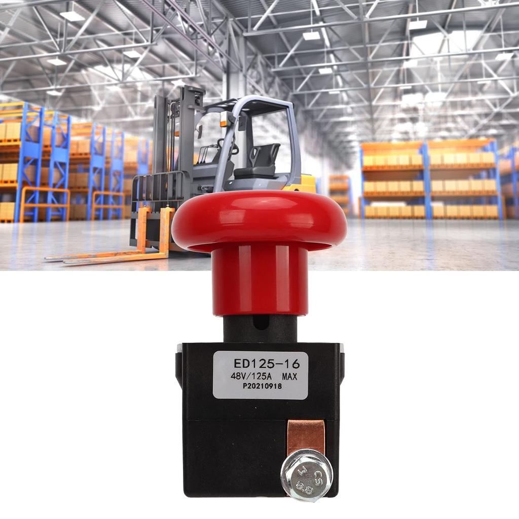 Emergency Stop Switch Button, Emergency Stop Switch 48V 125A Metal Alloy ED125‑16 Stop Button Fit for Most Forklifts