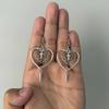 Harajuku Dark Style Retro Heart Cross Tassel Earrings for Women
