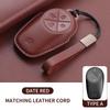 Leather Car Key Case Cover For Wei Lai Nio Es6 Es7 Es8 Et5 Et7 Et9 Ec6 Ec7 Et5T Eve Ep9 - Car Keychain Protection Shell