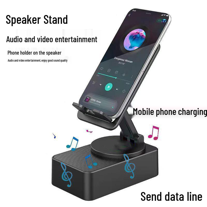 Bluetooth Speaker Mobile Phone Holder: Three-in-One Rotating Audio & Charging Steel Cannon