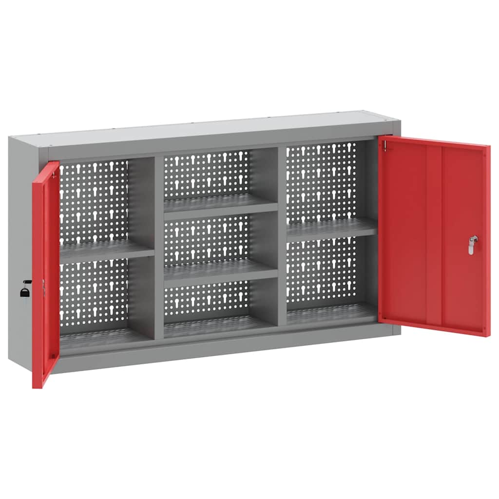Tool Cabinet with Shelf Red and Grey 100 x 20 x 55 cm