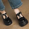 White Fashion Thick Heel Single Shoes Women's 2025 Spring Small Mary Jane Shoes One-button Platform High Heel Small Leather Shoes