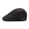 Men's Cotton Vintage Beret Adjustable Gatsby Ivy Irish Newsboy Cap Taxi Driver Cap Solid Color Casual Flat Duckbill Cap