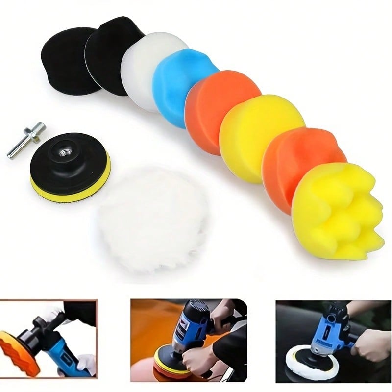 Polishing Sponge Plate Set - Imitation Plush Waxing Grinding Cleaning Wheel for Car Beauty Electric Drill