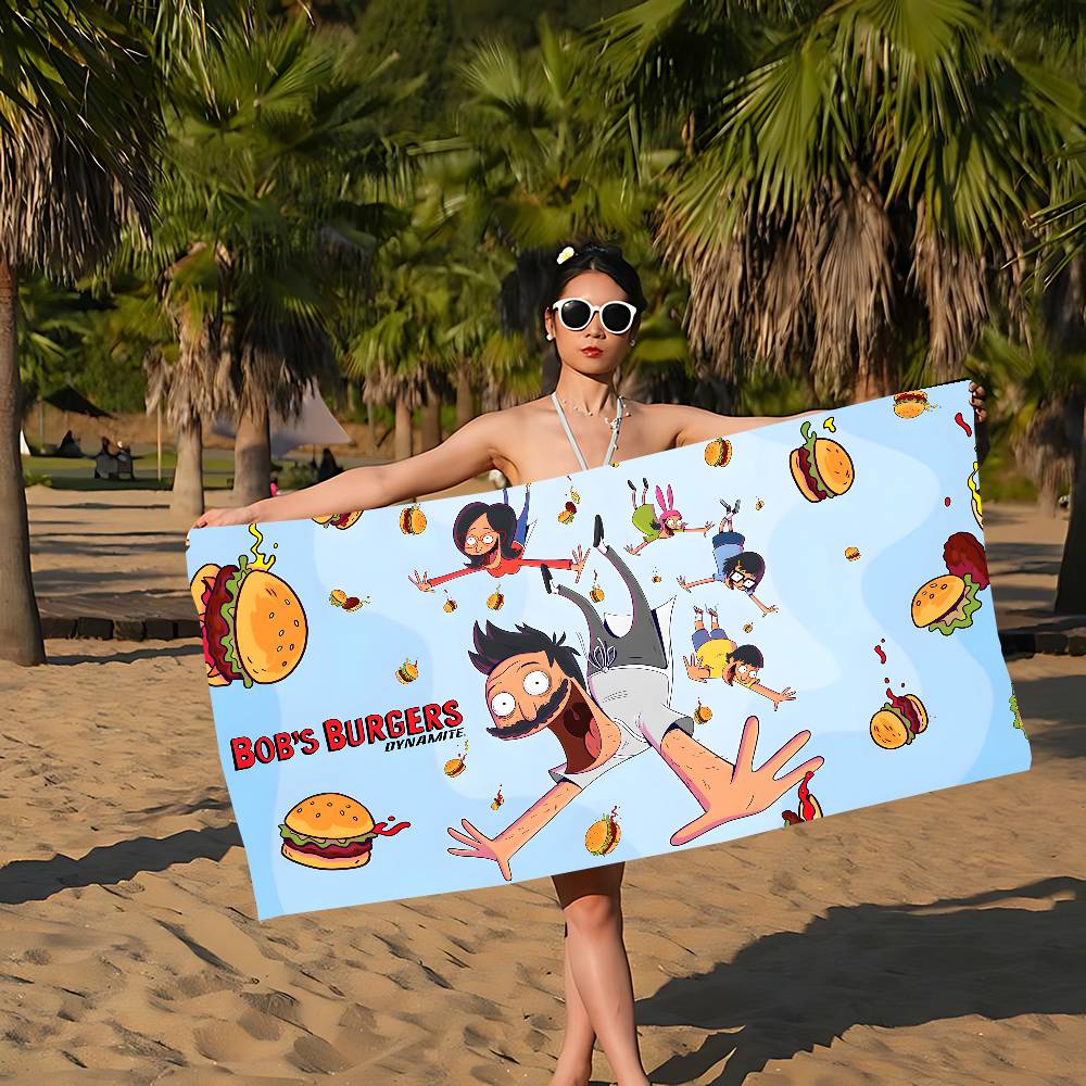 Funny Art Cartoon B-Bobs B-Burgers Bath Towel Microfiber Soft Water Breathable For Girl Kids Decorative Cartoon Beach Towel