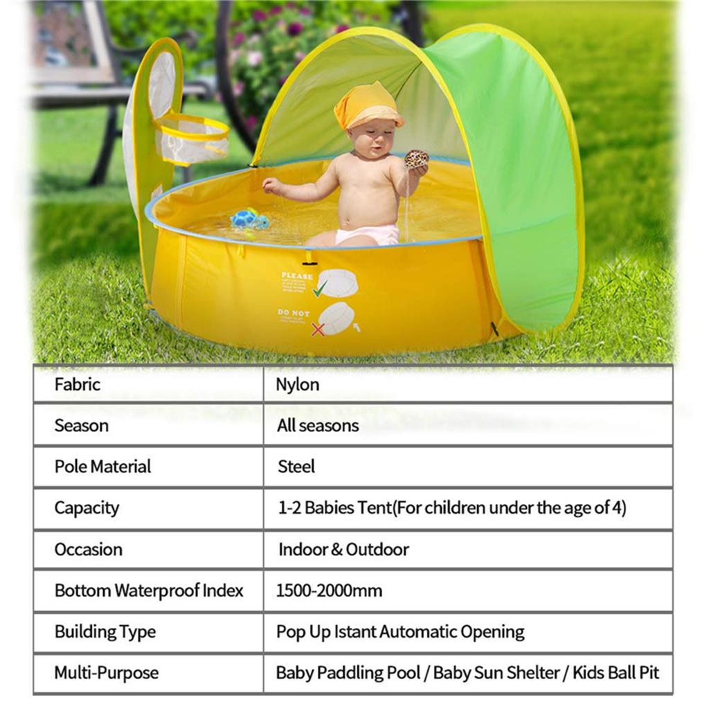 Beach Tent Portable Play Tent Paddling Pool Automatic Speed Open Children Swimming Pool