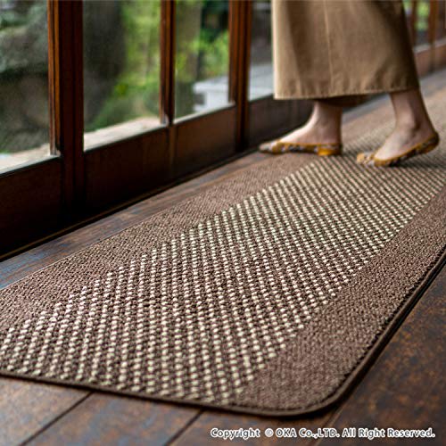 Oka (OKA) Yutosei Easy-to-Wash Kitchen Mat, Approx. 60cm X 240cm, Brown (Washable, Lightweight, Non-Slip, Cushioned)