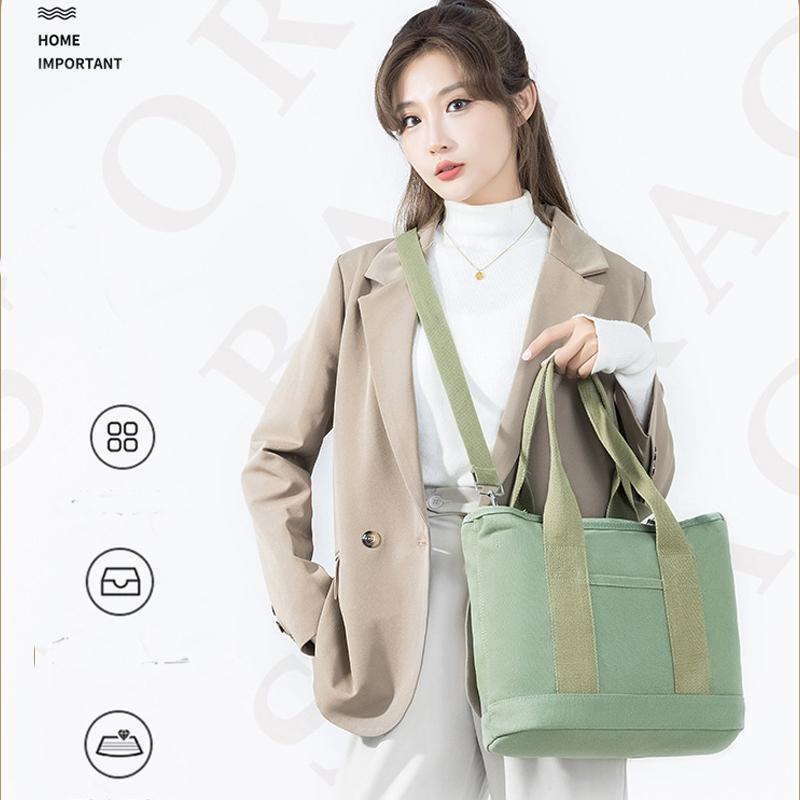 Simple Wide Strap Canvas Tote Bag - Durable Lightweight Shoulder Bag for Casual Commuting