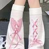 Summer Solid Bandage Pile Sock Bows Sweet Pantyhose Subculture-Japanese-Cute Style Jokers Leg Covers for Womens