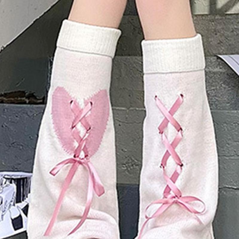 Summer Solid Bandage Pile Sock Bows Sweet Pantyhose Subculture-Japanese-Cute Style Jokers Leg Covers for Womens