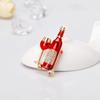 Women Fashionable Chic Wine Bottle Wineglass Brooches Breastpin Halloween Party Jewelry