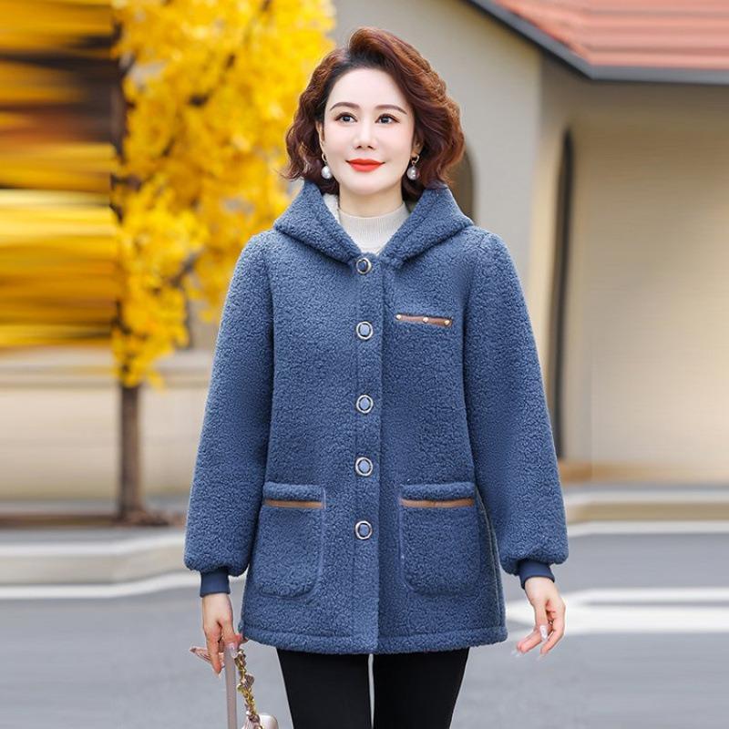 Autumn and Winter Models Fleece Thickened Lamb Fleece Jacket Loose Women's Clothing Large Size Warm Cotton-padded Clothes Women