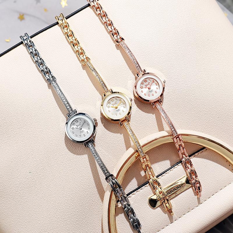 Women's high appearance level vivid exquisite Arabic numerals dial small dial steel band quartz watch.