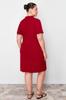 Women's Style Plus Size Claret Red Polo Neck Mini Knitted Dress