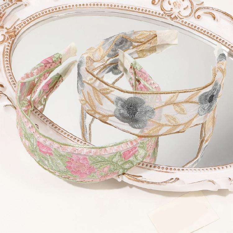 New Chinese Styles Wide Headband with Embroidered Flowers Comfortable High Skull Hairhoop For Everyday Wear Formal Event
