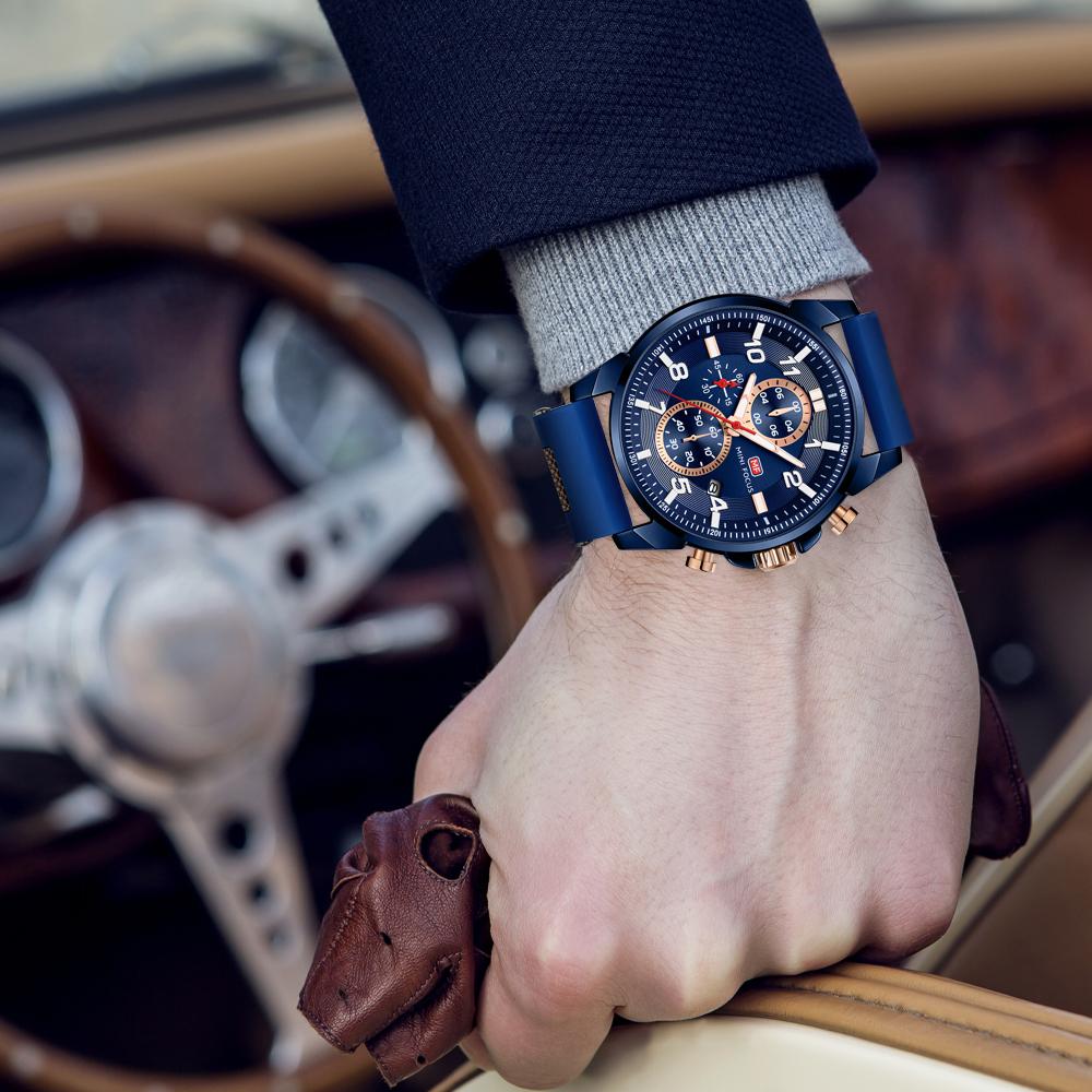 Top Luxus mit Box MINIFOCUS Markenuhr Multifunktionale Mode Quarzuhr Wasserdichte Herrenuhr