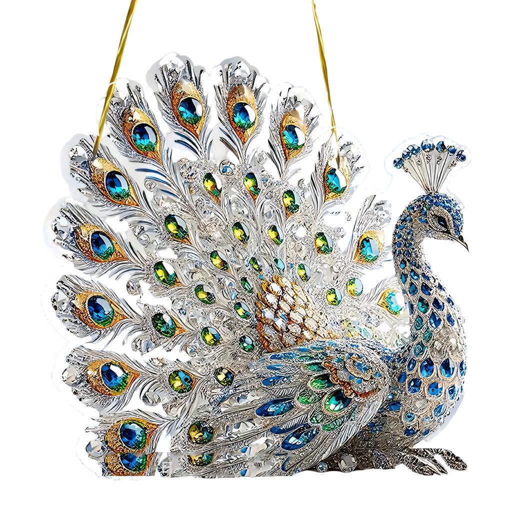 Peacocks/Flower Suncatchers 2D Acrylic Stained Glass Effect Window Hanging Garden Decors Valentines Day Gift for Womens