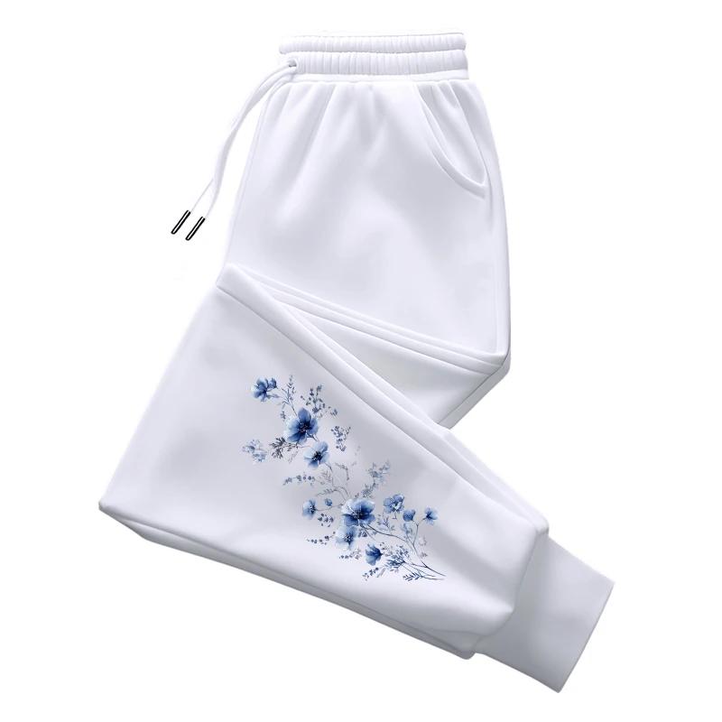 Women's Flower Print Sweatpants Home Outdoor Casual Sporty Versatile Jogger Pants Urban Fashion Loose Trousers