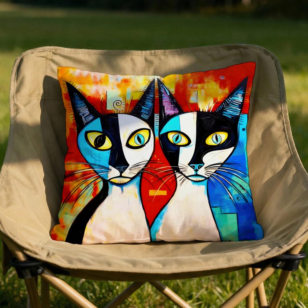 Classic Picasso Cat Oil Cushion Cover Soft Reversible Durable Pillow Cover MultiScene Use for Home Car Daily Comfort