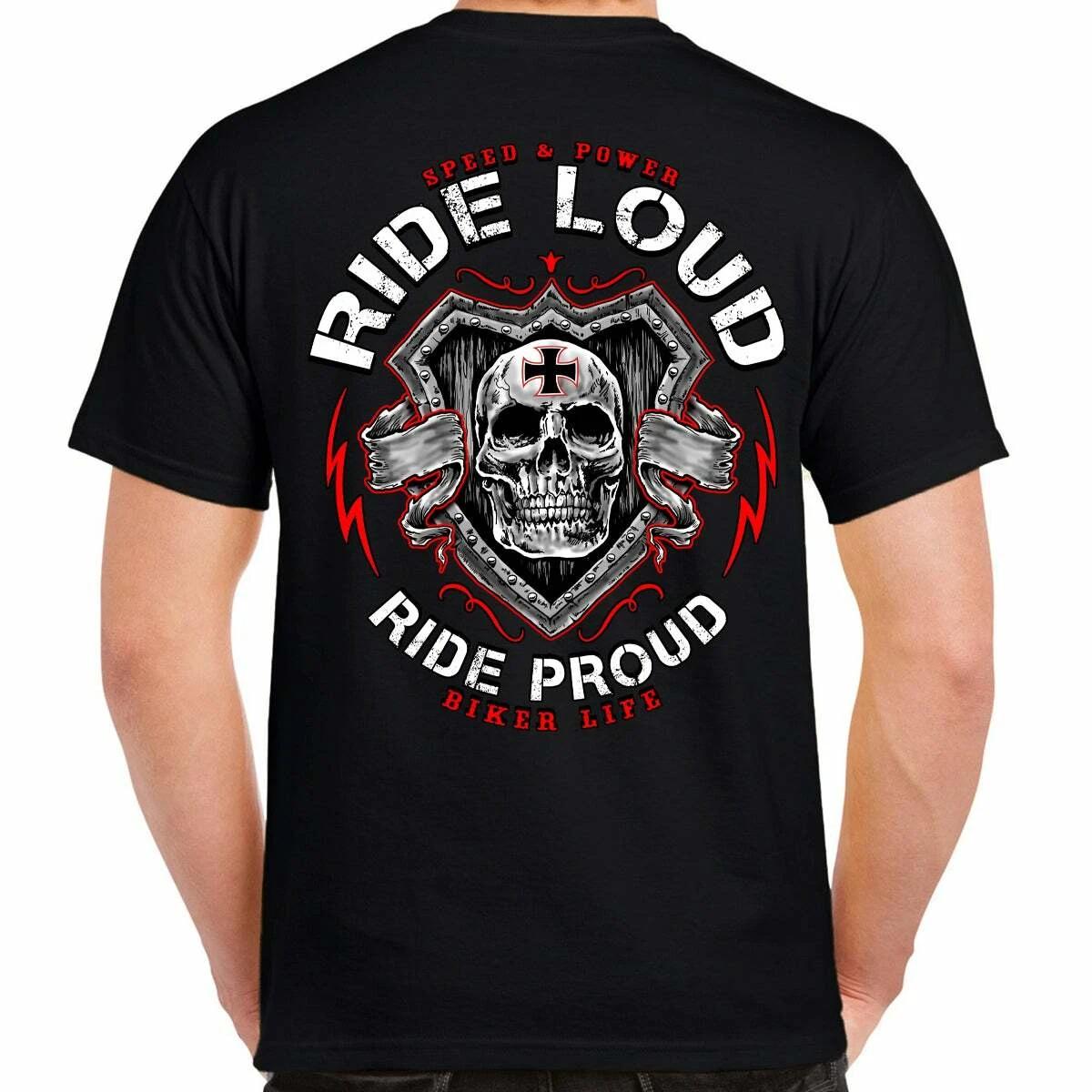 Biker Ride Loud Skull Motorcycle Tattoo Rocker Motorcycle T Shirt XL
