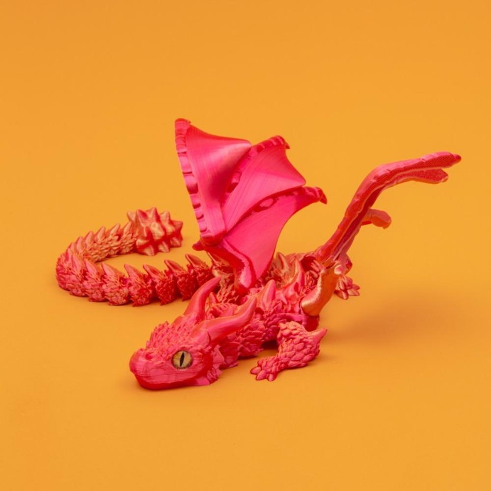3D Printed 3D Printed Dragon Figurine Winged Design Multi-Jointed Movable Winged Carriage Dragon Dragon Toy Home Decoration