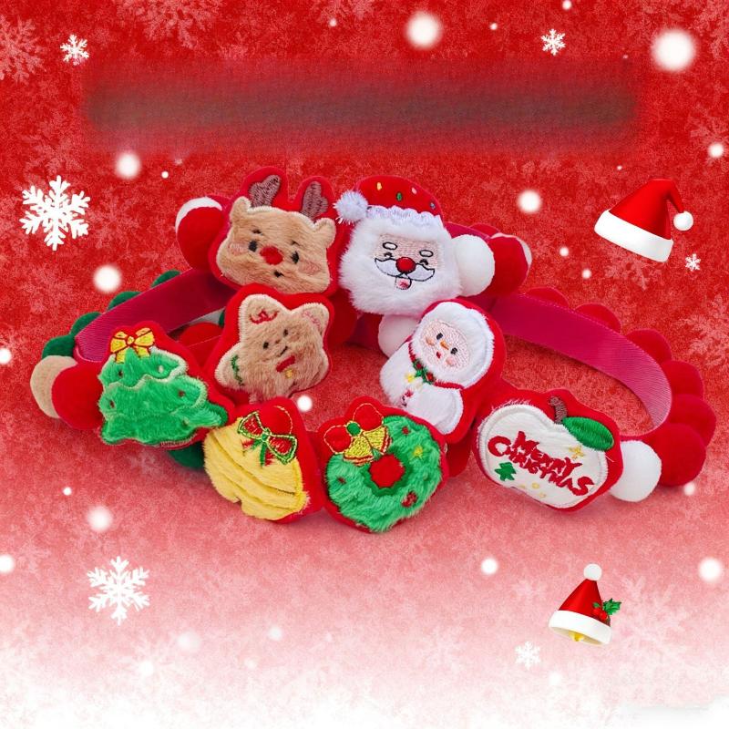 1Pcs Pet Ball Collar Christmas Tree Colorful Cat Dog Scarf Decorative Chain Safety Material Cute Snowman Elk Apple