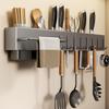 Wall-Mounted Multi-Functional Kitchen Knife and Utensil Holder with Integrated Chopstick Storage