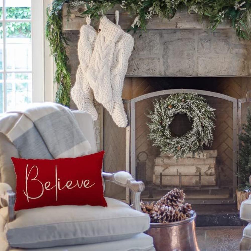 

1/2pcs Red Decorative Throw Pillow Cover 12*20 Inch Home Decor Pillow Case Living Room 1pcs 2