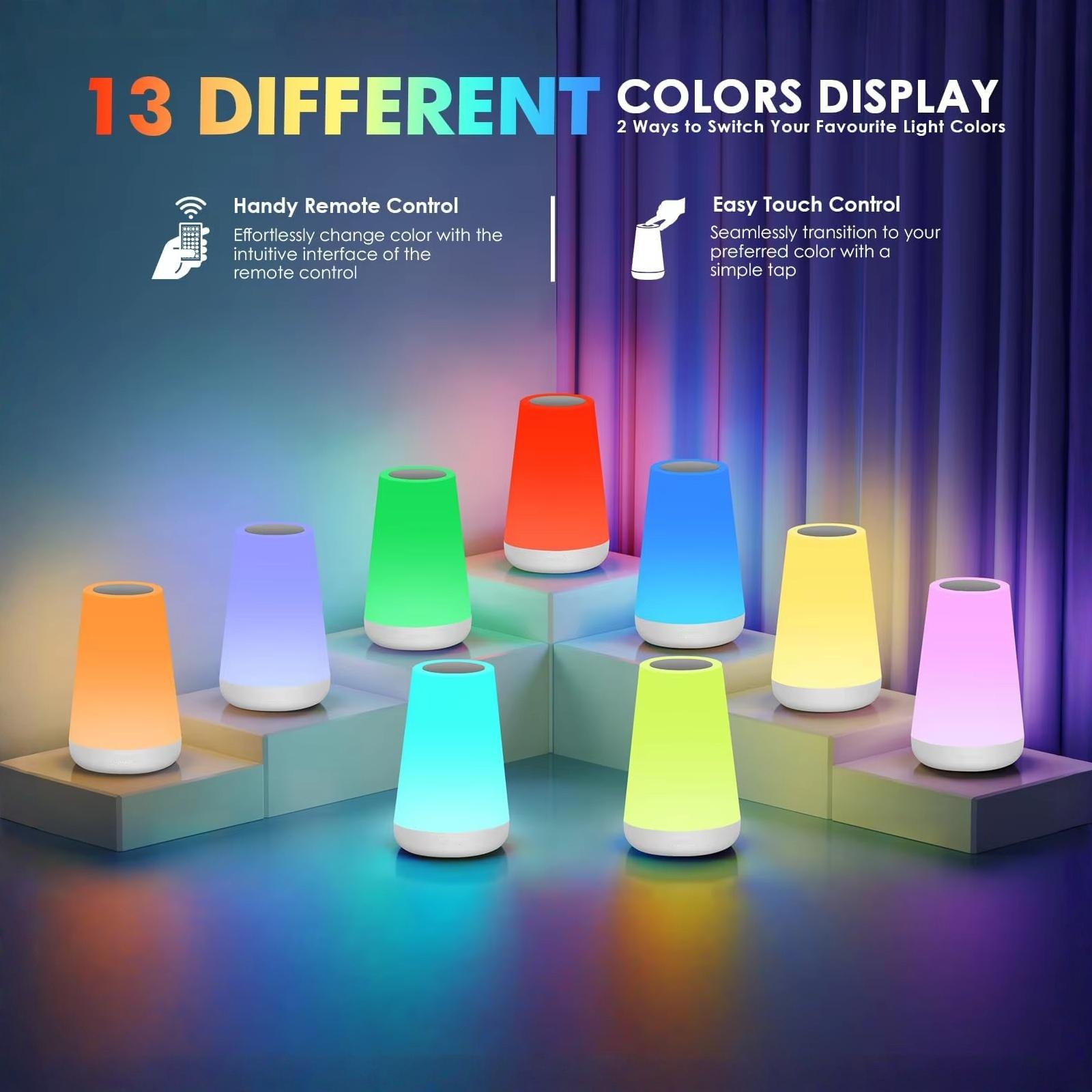 

Wood Grain Pat Light 13 Colors Night Light Remote Control Bedside Lamp one size