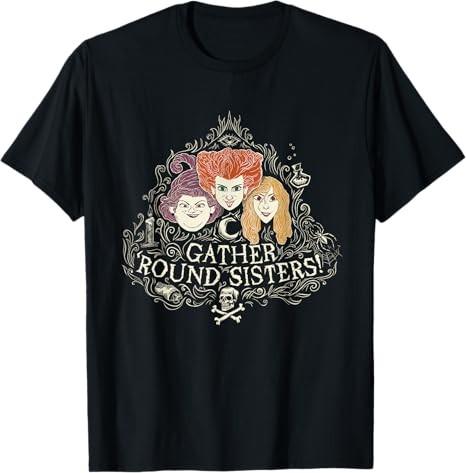 Hocus Pocus Gather Round Sanderson Sisters Tshirt Black S