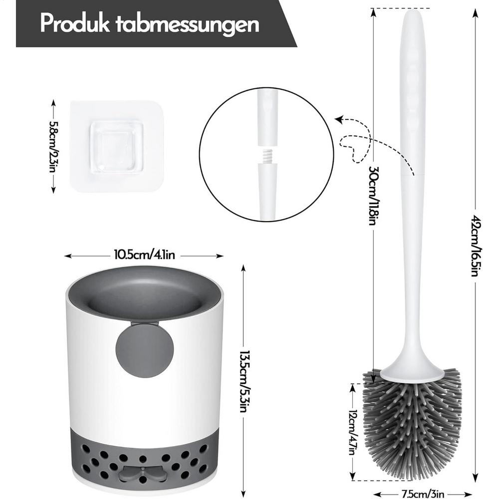 

Toilet Bowl Brush And Holder Toilet Scrub Brush Bathroom Cleaner Set Bathroom Accessories Scrubber Cleaning Tools For Home темно-сірий