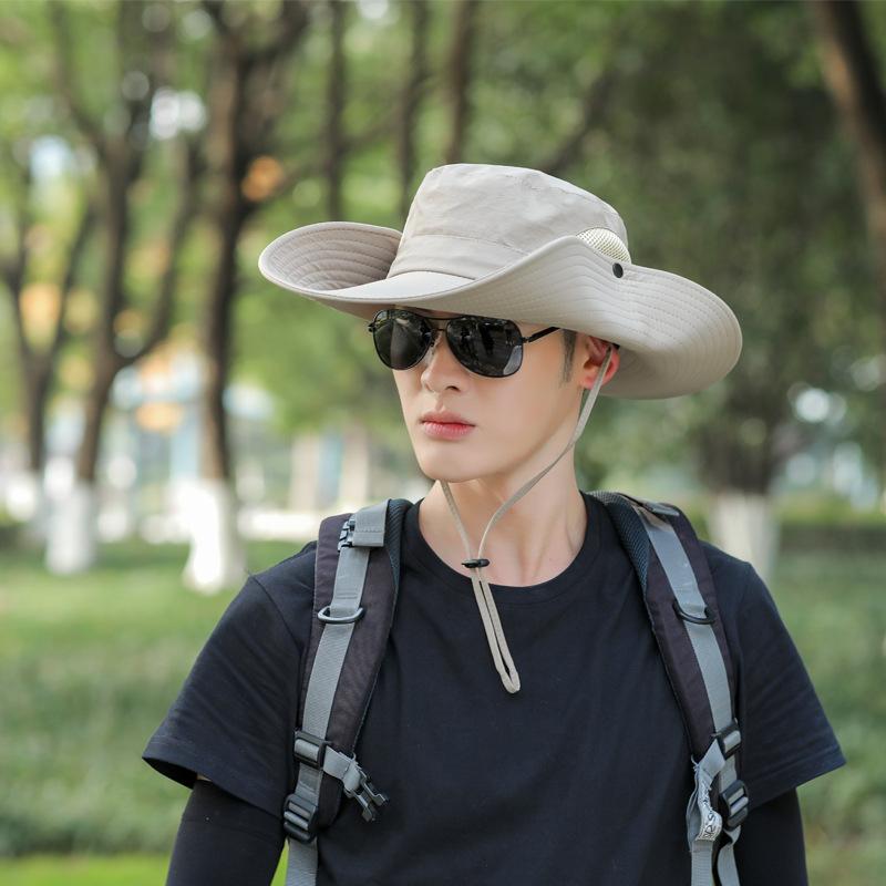 Outdoor leisure bucket hat women sunscreen men fishing mountaineering summer eaves cover face travel foldable sun hat