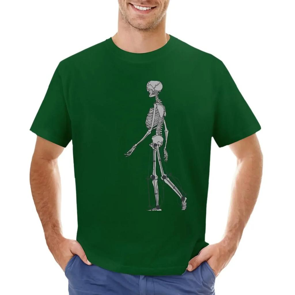 Skeleton Biomechanics Diagram Design Gray T-shirt Quick-drying Vintage Customs Slim Fit T Shirts for Men