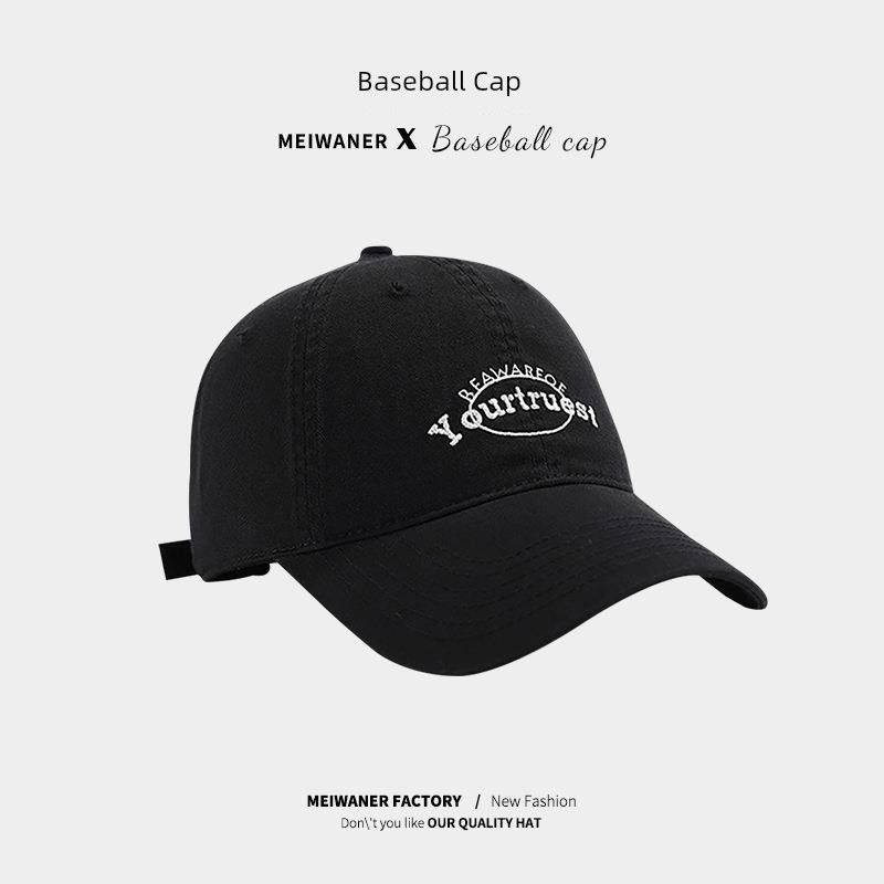 

Women All-Match Big Head Circumference Make Your Face Look Smaller Brim Hat Korean Style Sun-Proof Soft Top Embroidered Letter Baseball Cap for Men 669 Black All yards